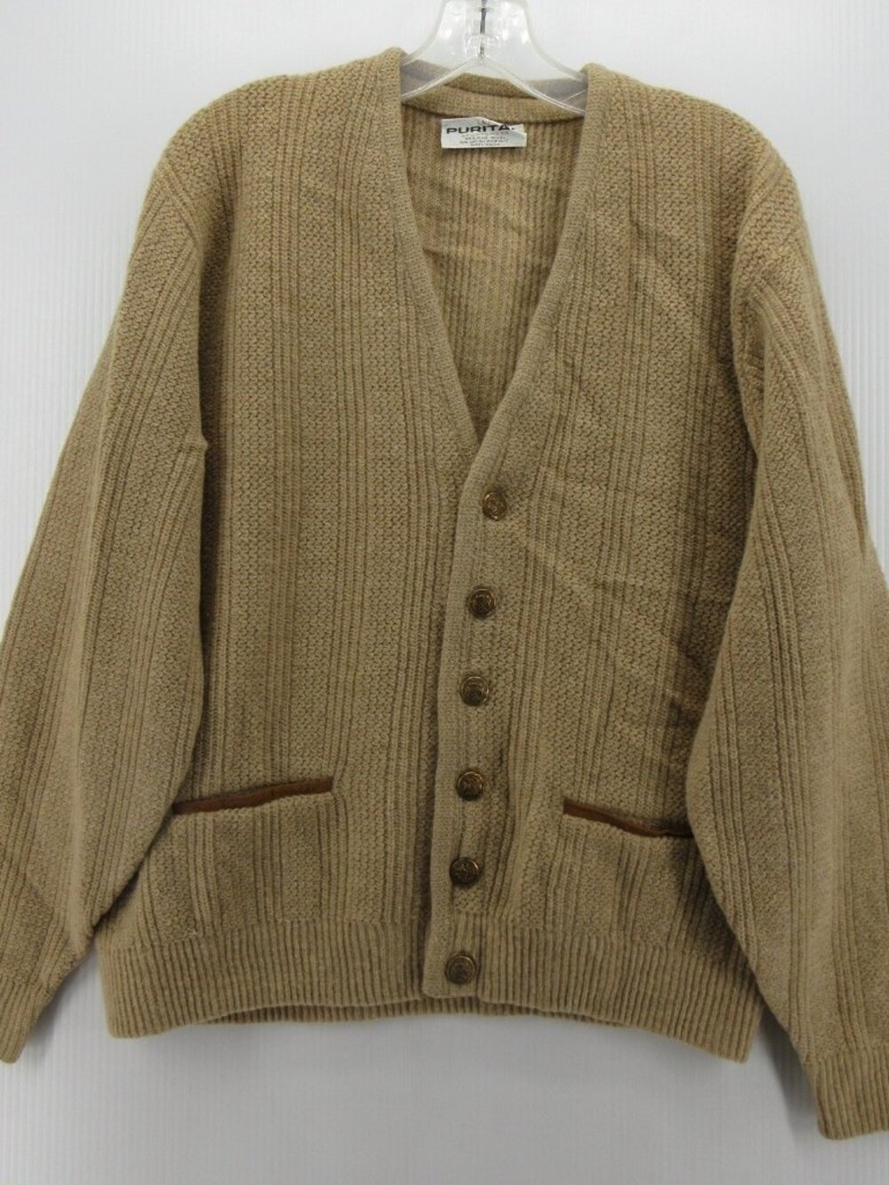 VINTAGE Puritan Sweater Large Wool Blend Cardigan 70s Sportswear USA *